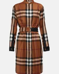 Burberry Abito chemisier in lana a quadri Marrone