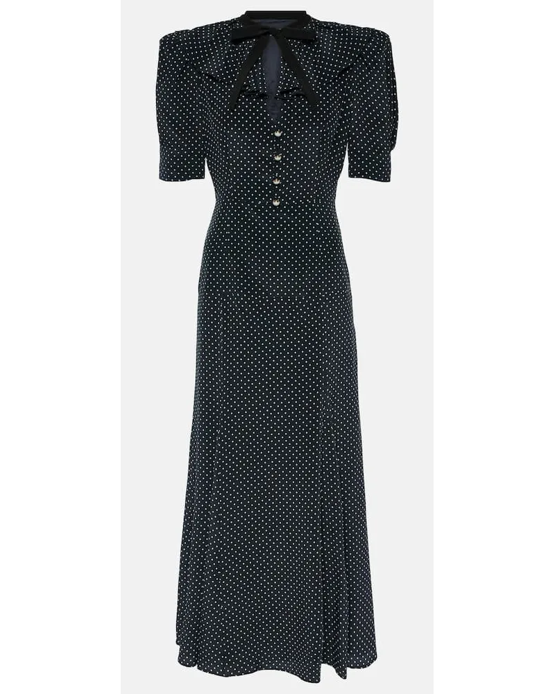 Alessandra Rich Abito midi in seta a pois Multicolore