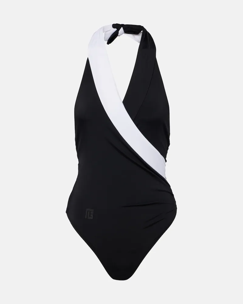 Balmain Costume intero con scollo all'americana Nero