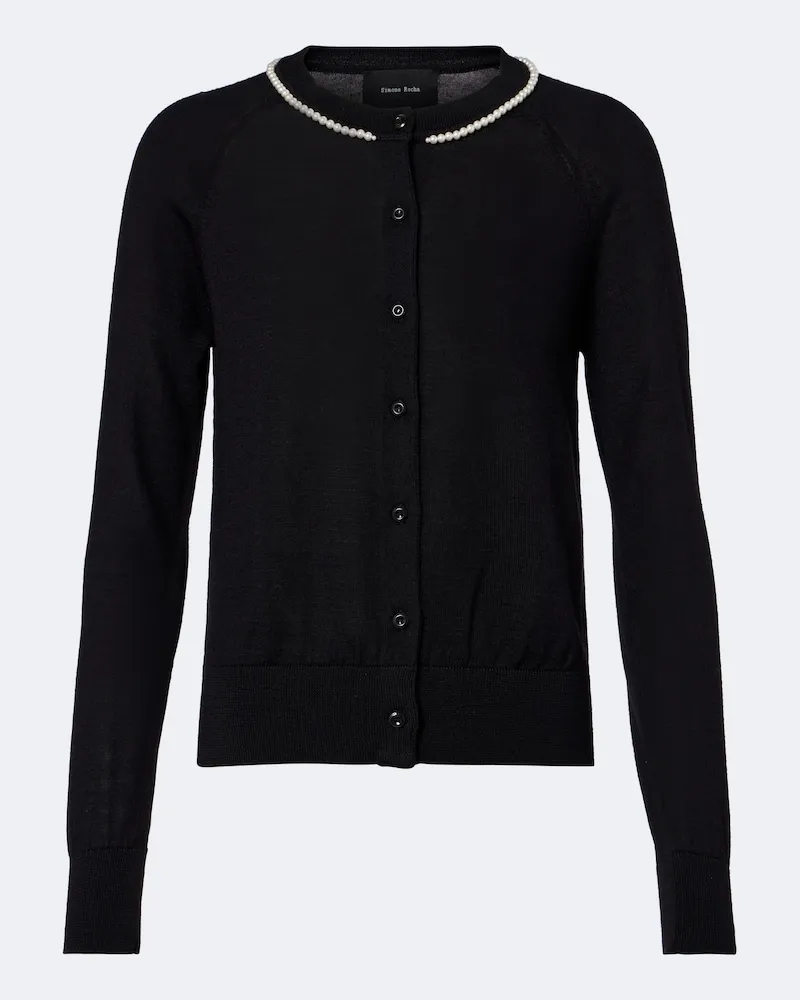 Simone Rocha Cardigan in lana e seta Nero
