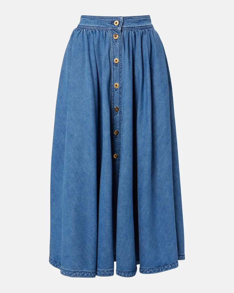 Patou Gonna midi in denim Blu