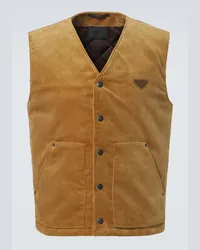 Prada Gilet in velluto di cotone a coste Marrone