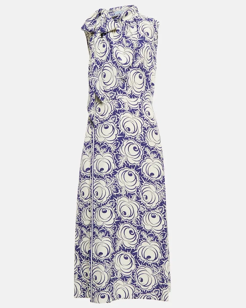 Prada Abito midi in pongÃ© con stampa Multicolore