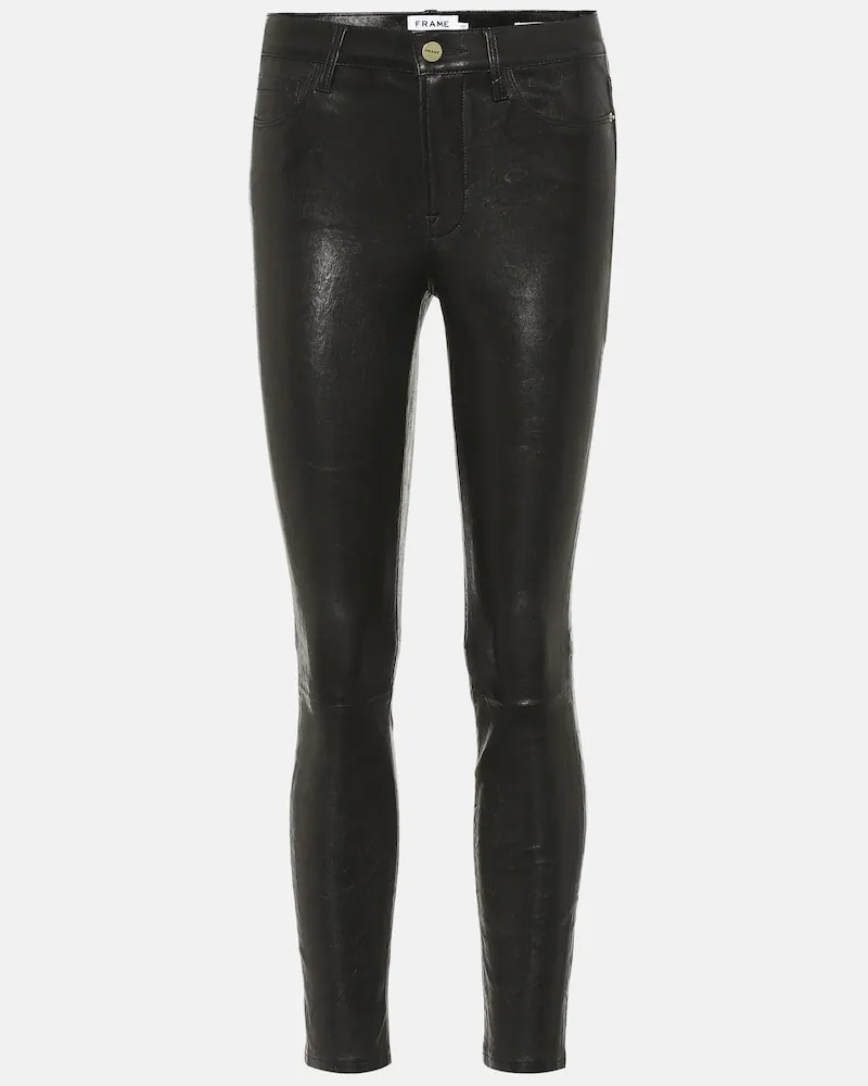 Frame Denim Pantaloni Le High Skinny in pelle Nero