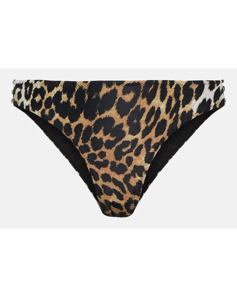 Ganni Slip bikini con stampa leopardata Multicolore
