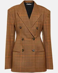 Stella McCartney Blazer doppiopetto in lana a quadri Arancione