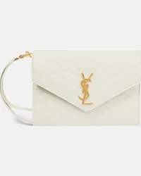 Saint Laurent Clutch Cassandre Small in pelle Beige