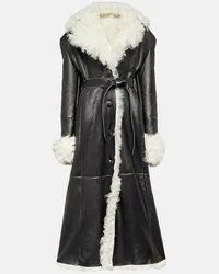 Magda Butrym Cappotto in shearling con pelle Nero