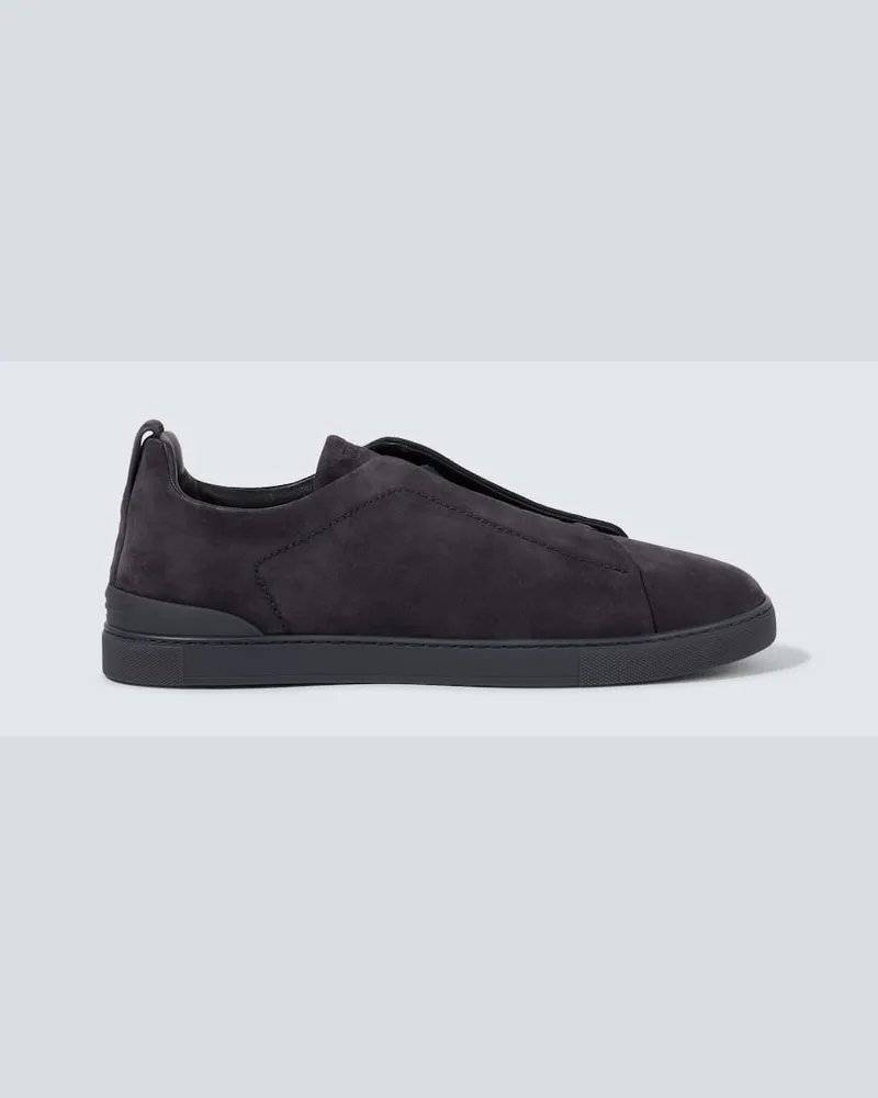 Ermenegildo Zegna Sneakers Triple Stitch in suede Blu