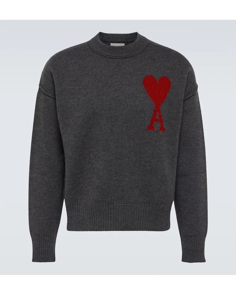 AMI Paris Pullover Ami De CÅur in lana Grigio