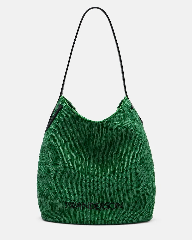 J.W.Anderson Borsa a spalla Bulb Small con perline e pelle Verde