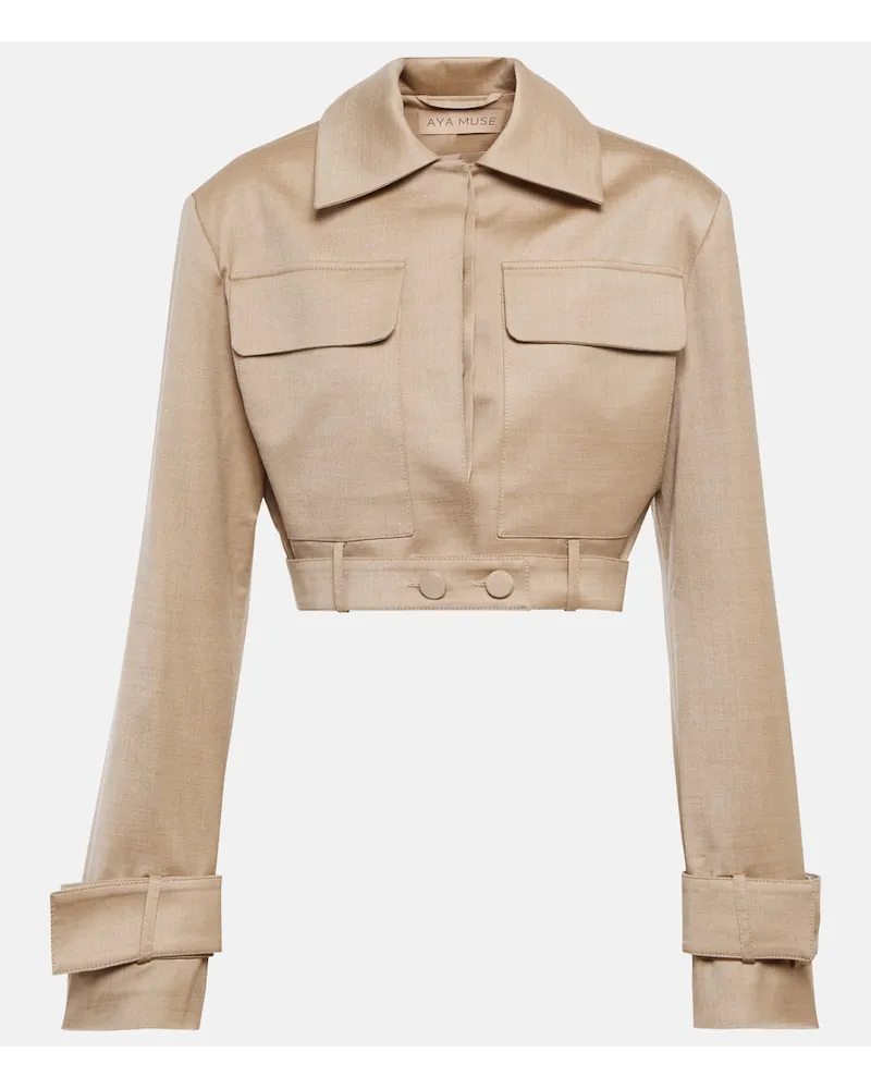 Aya Muse Giacca cropped in misto lana Beige