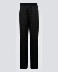 Saint Laurent Pantaloni sportivi flared in crêpe di raso Nero