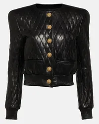 Balmain Giacca in pelle matelassé Nero