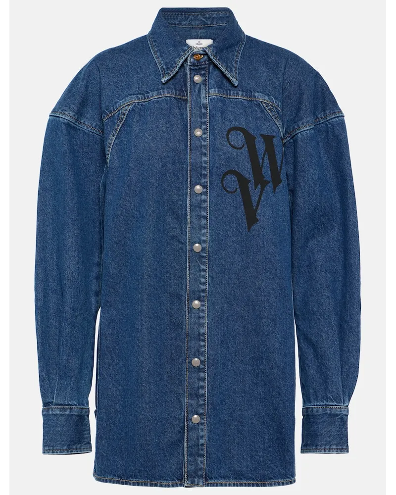 Vivienne Westwood Camicia di jeans oversize con logo Blu