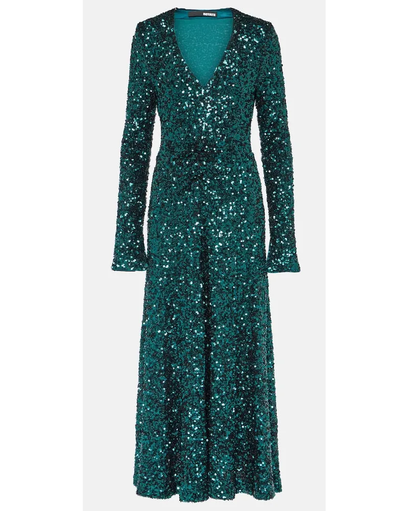 ROTATE Birger Christensen Abito midi con paillettes Verde