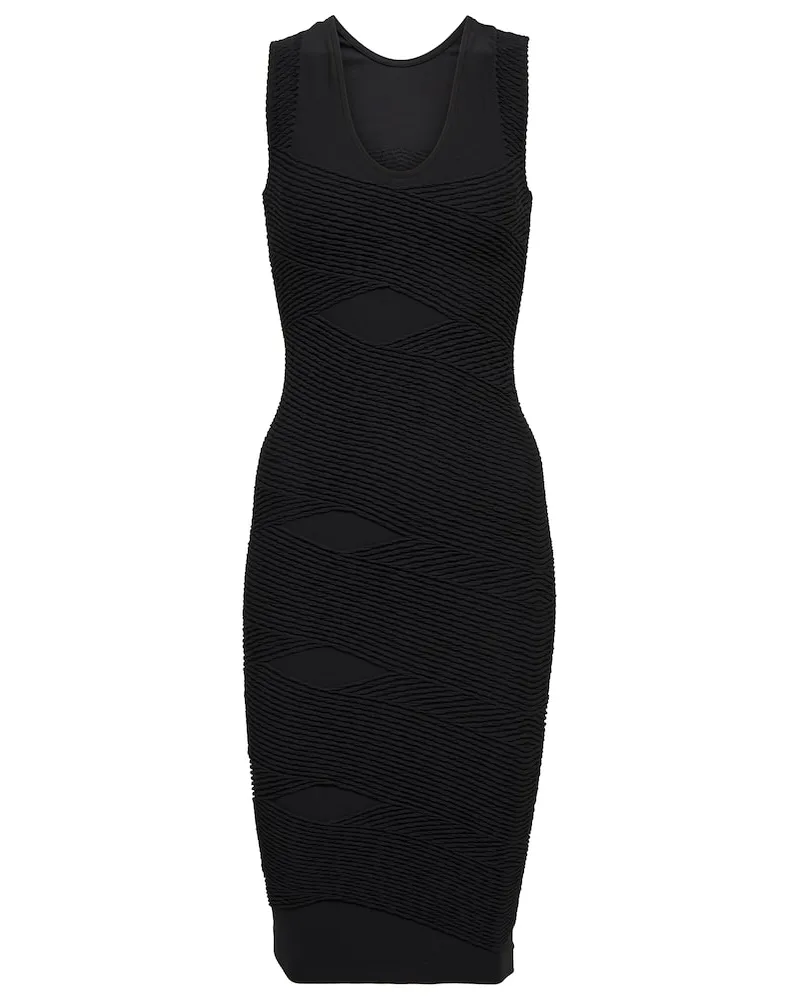 Wolford Abito midi Shaping in maglia plissé Nero