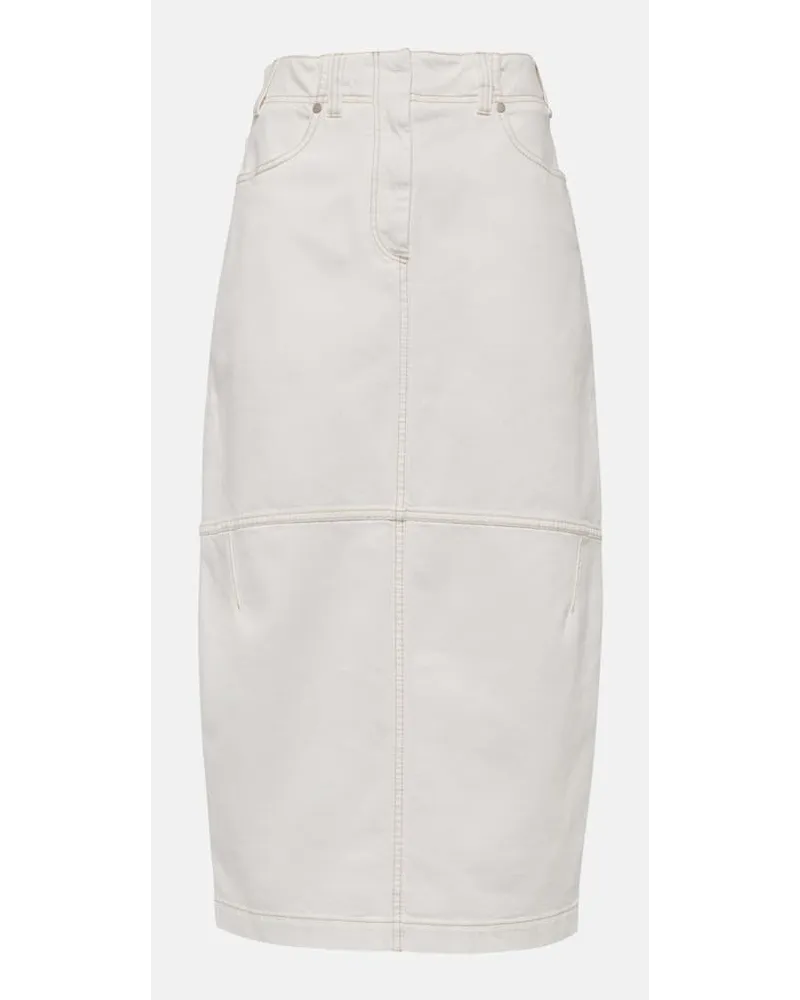 Brunello Cucinelli Gonna midi di jeans Bianco