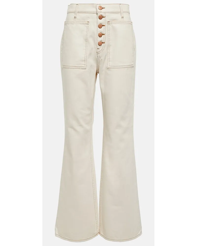 Ulla Johnson Jeans flared Lou a vita alta Bianco