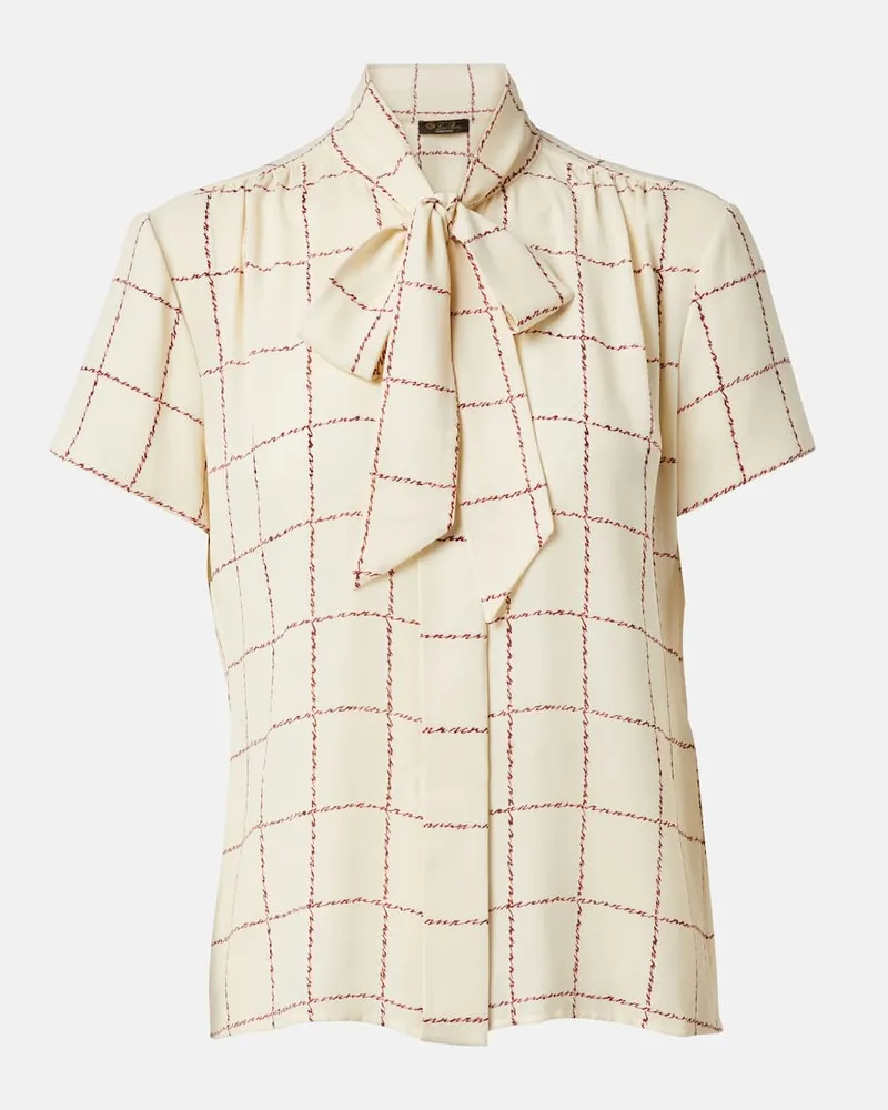 Loro Piana Camicia Febe in seta a quadri Neutro
