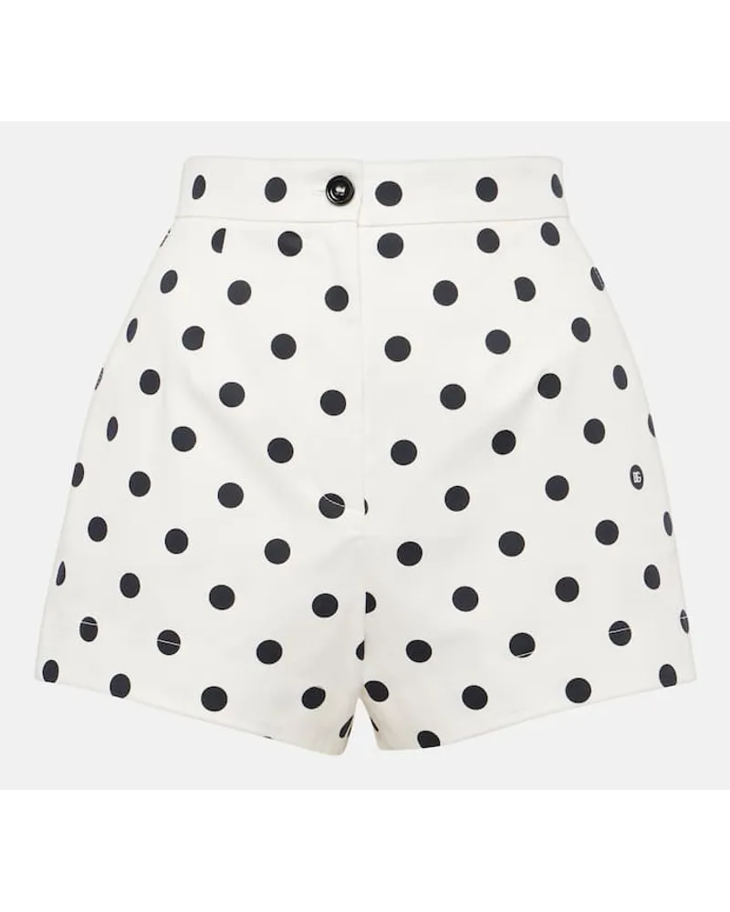 Dolce & Gabbana Shorts in misto cotone a vita alta Bianco