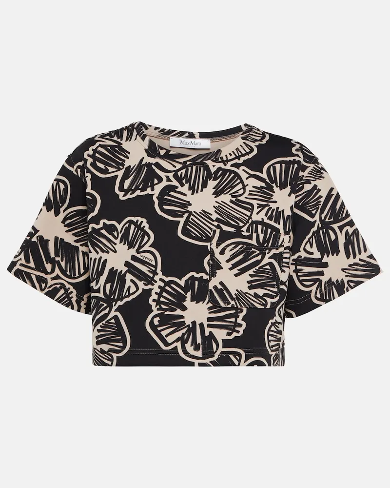 Max Mara Top cropped Apotema con stampa Nero