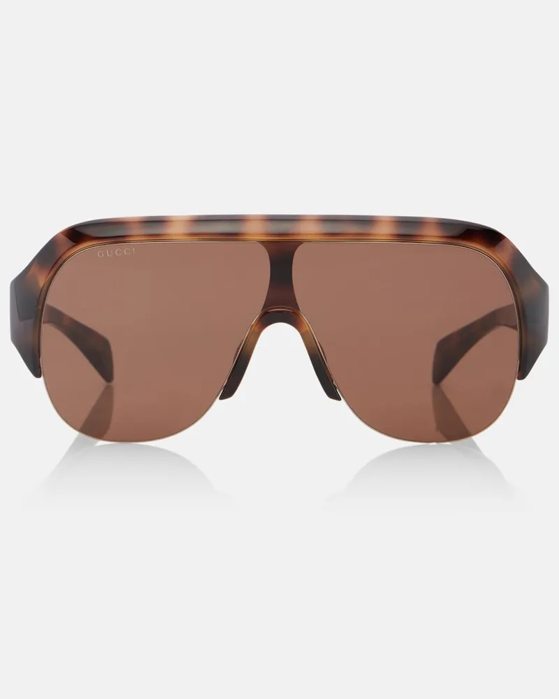 Gucci Occhiali da sole Lettering Marrone
