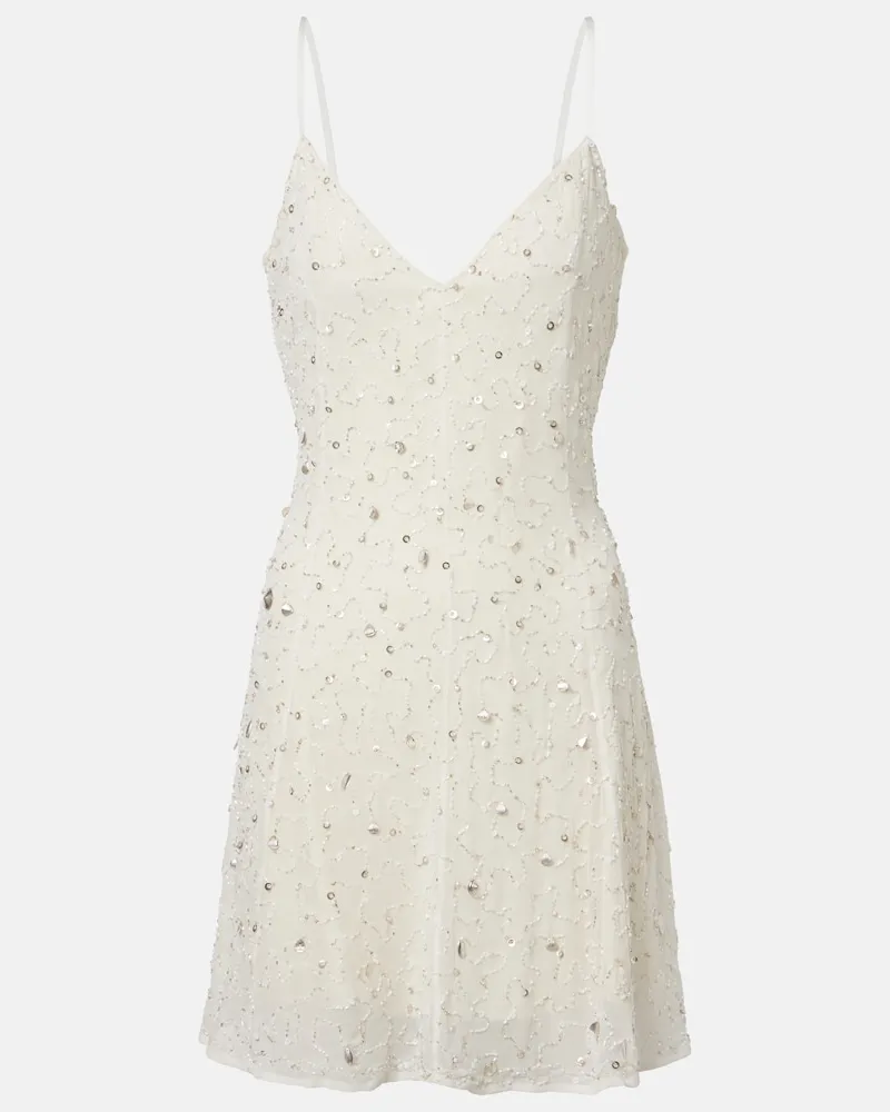 STAUD Abito corto Emily in tulle con perline Bianco