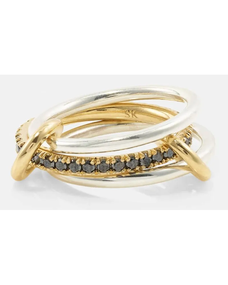 Spinelli Kilcollin Anello Tigris in oro 18kt e argento sterling con diamanti neri Multicolore