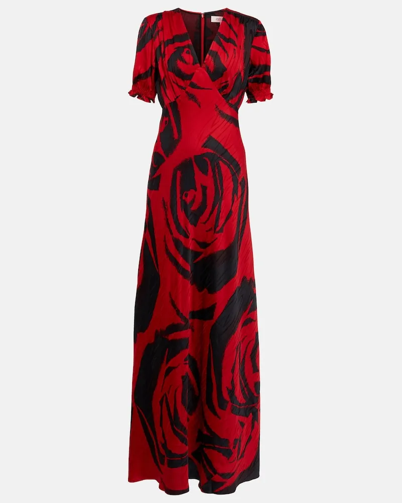Diane von Furstenberg Abito lungo Walker con stampa floreale Rosso