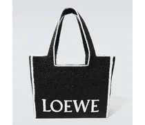 Loewe Borsa Large in rafia con logo Nero