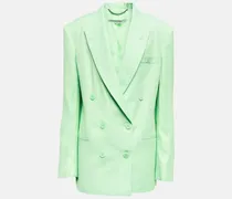 Stella McCartney Blazer doppiopetto in misto lino Verde