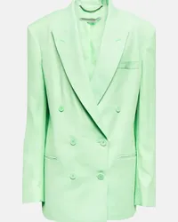 Stella McCartney Blazer doppiopetto in misto lino Verde