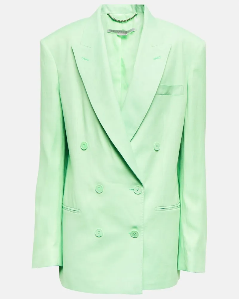 Stella McCartney Blazer doppiopetto in misto lino Verde
