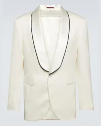 Brunello Cucinelli Blazer da smoking in twill di seta Bianco