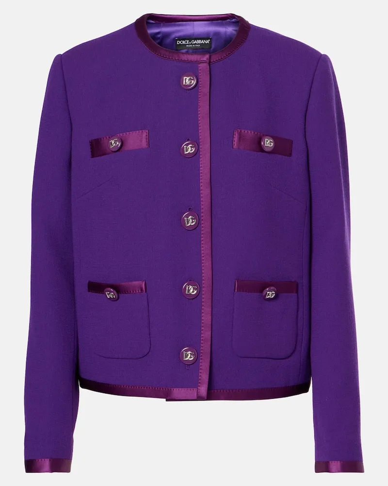 Dolce & Gabbana Giacca DG in crÃªpe di misto lana e raso Viola