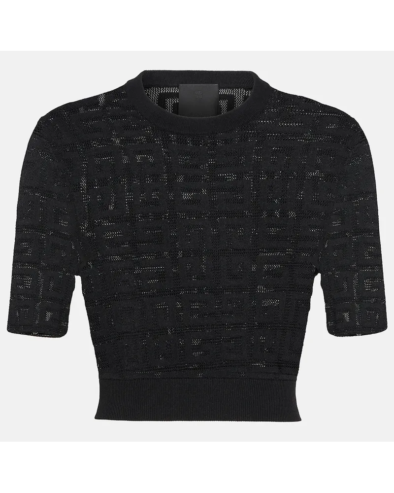 Givenchy Top cropped in jacquard 4G Nero