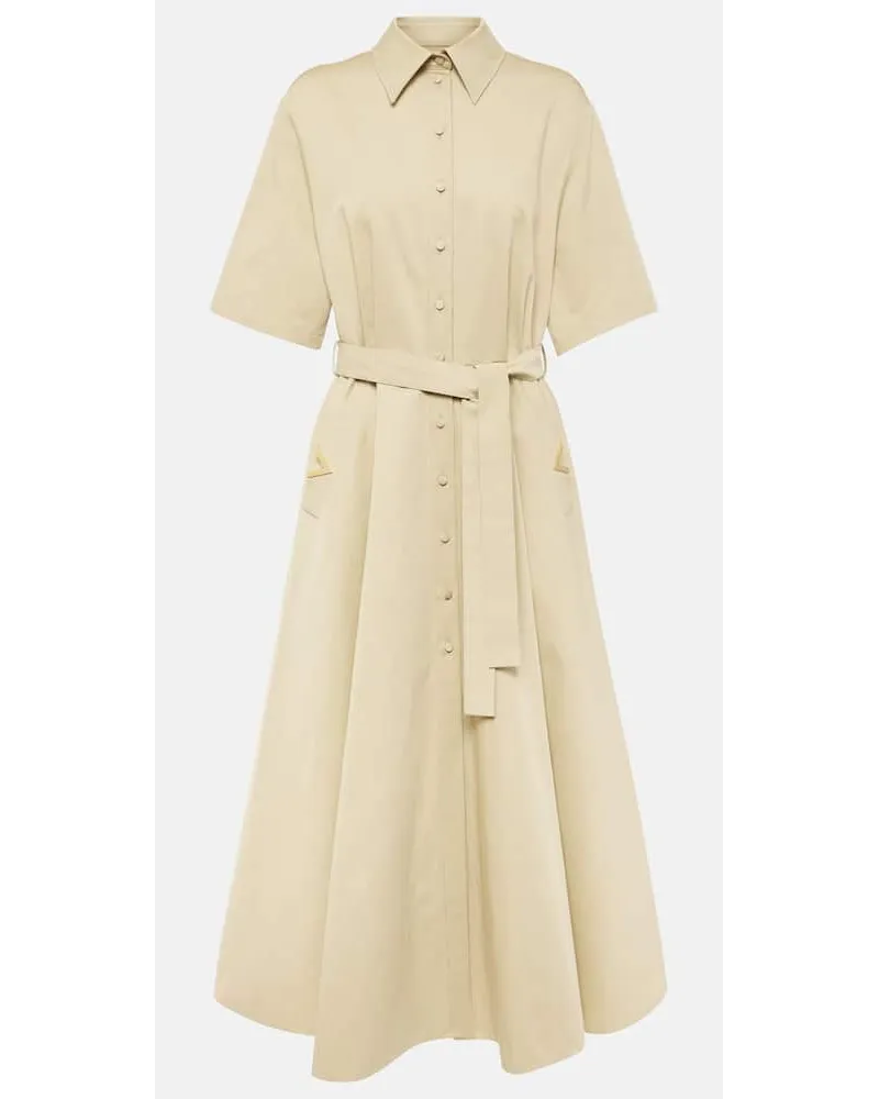 Valentino Garavani Abito chemisier VGold in cotone e lino Beige