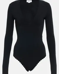 Victoria Beckham Body a maniche lunghe con scollo a V Nero