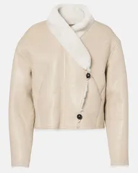 Isabel Marant Giacca Eriana in pelle con shearling Beige