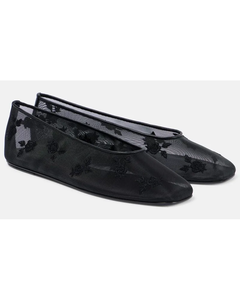 Magda Butrym Ballerine in mesh con ricami Nero