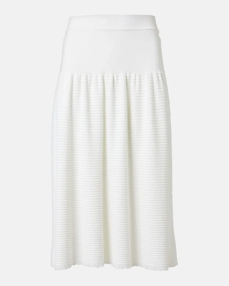 Loro Piana Gonna midi Dora Baltea in seta e cotone Bianco