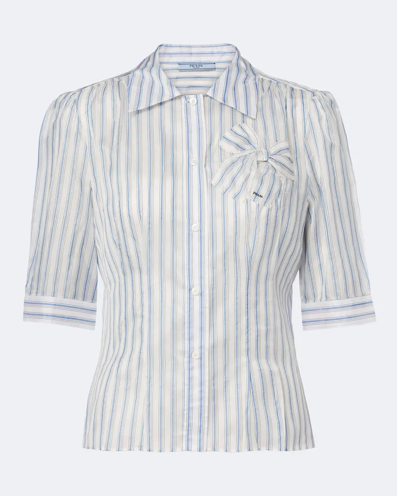Prada Camicia a righe con fiocco Bianco