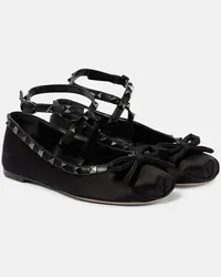 Valentino Garavani Ballerine Rockstud in raso Nero