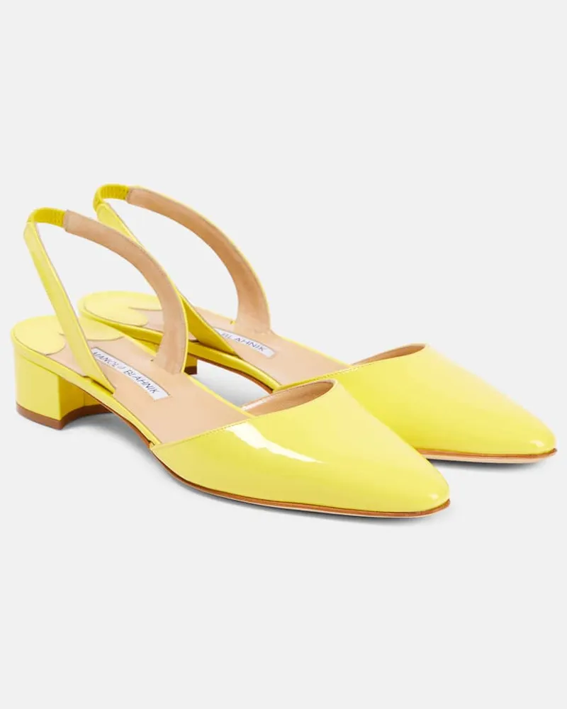 Manolo Blahnik Pumps slingback Aspro 30 in vernice Giallo