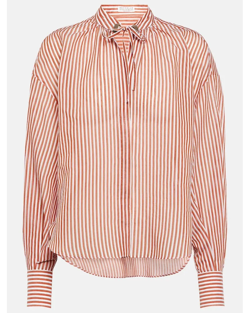 Brunello Cucinelli Camicia in misto cotone a righe Multicolore