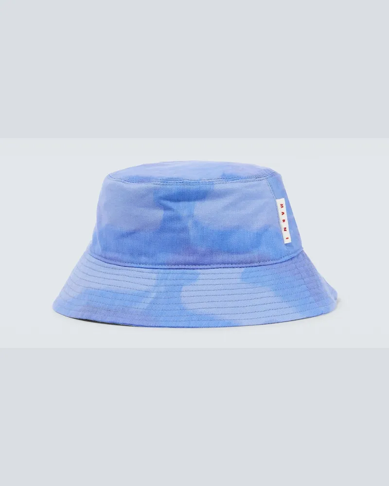 Marni Cappello da pescatore in canvas tie-dye Blu