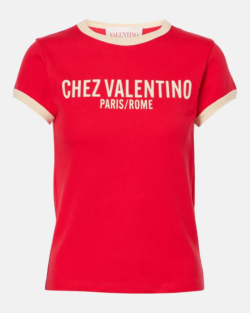 Valentino Garavani T-shirt in jersey di cotone con stampa Rosso
