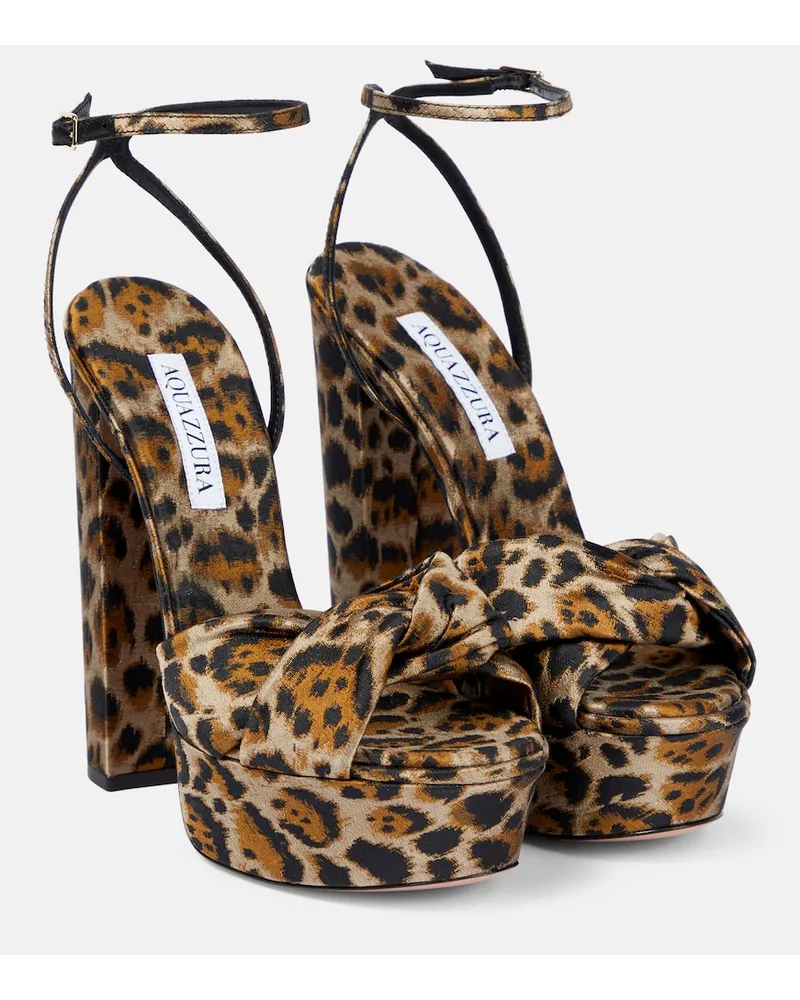 Aquazzura Sandali Olie Plateau 140 con stampa Marrone
