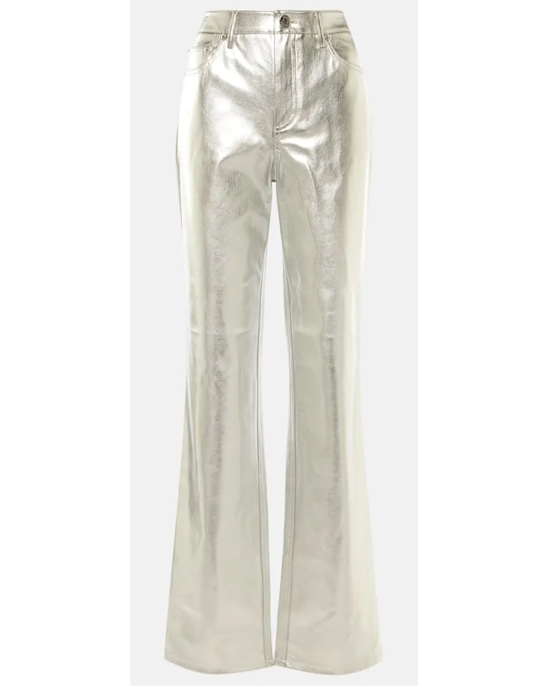 STAUD Pantaloni regular Chisel in similpelle Argento